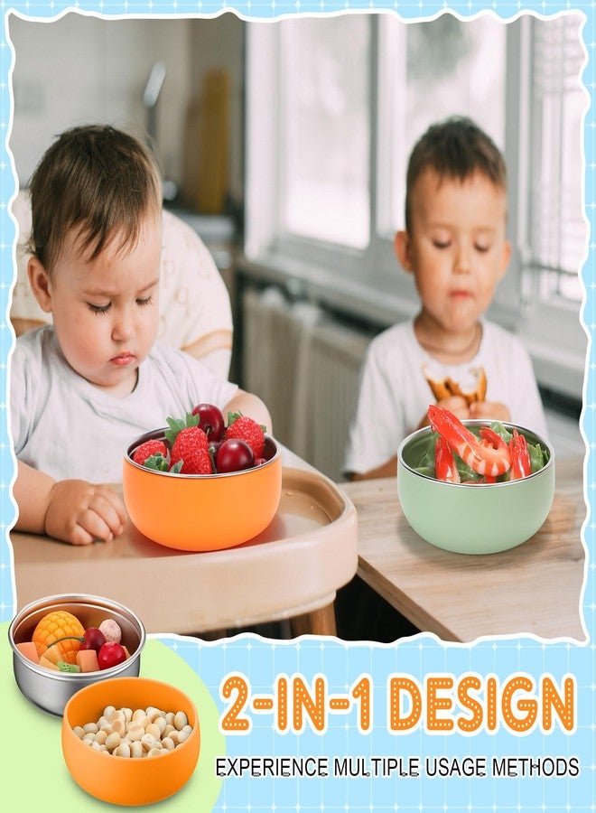 نوجو مجموعة نوجو من 6 قطع من أوعية الأطفال المصنوعة من الفولاذ المقاوم للصدأ 304 مع غطاء سيليكون قابل للإزالة، أوعية للأطفال الصغار، حاويات طعام مضادة للحروق للأطفال، آمنة للغسل في غسالة الأطباق (لون منعش). - Image 5